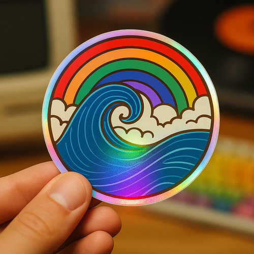 Holographic Rainbow Wave Sticker